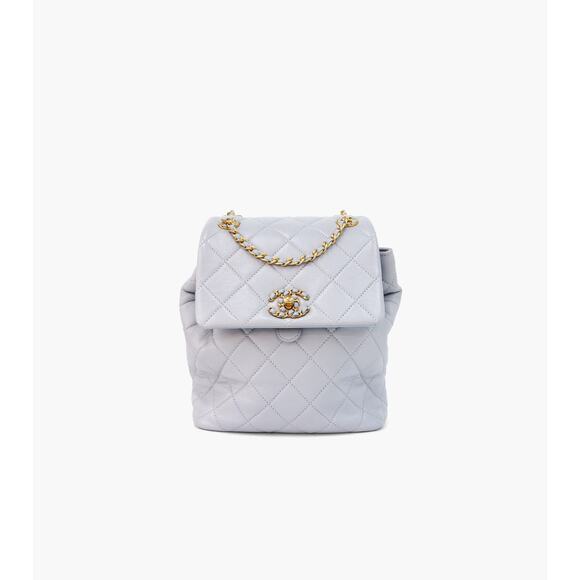CHANEL Light Blue Chain Backpack C-A27890 - Picture 1 of 10